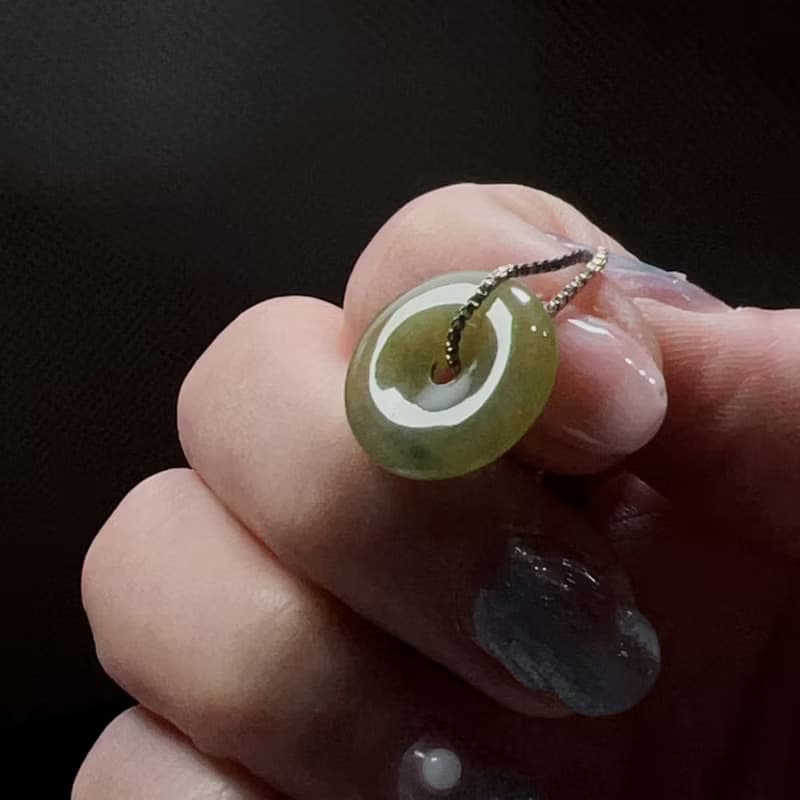 【願‧平安】黃飄綠花翡翠平安扣吊飾|天然緬甸翡翠A貨|送禮