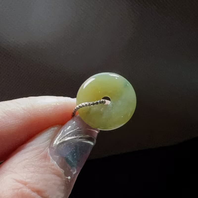【願‧平安】黃飄綠花翡翠平安扣吊飾|天然緬甸翡翠A貨|送禮