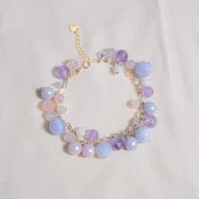 繁花泡泡浴系列水晶手鍊: 藍紋瑪瑙紫水晶