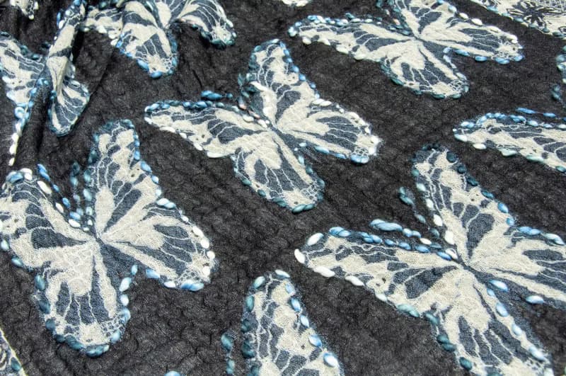 喀什米爾Cashmere/水煮羊毛披肩/針織圍巾/刺繡圍巾/羊絨披巾-蝶