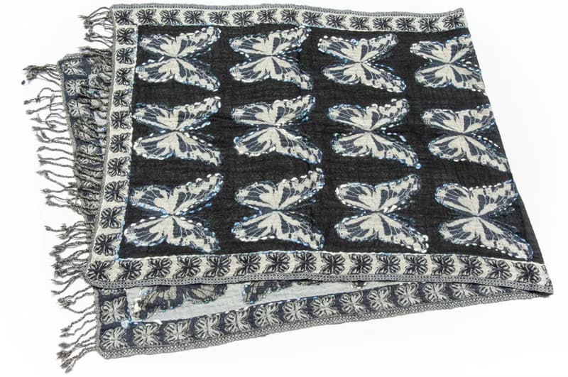 喀什米爾Cashmere/水煮羊毛披肩/針織圍巾/刺繡圍巾/羊絨披巾-蝶