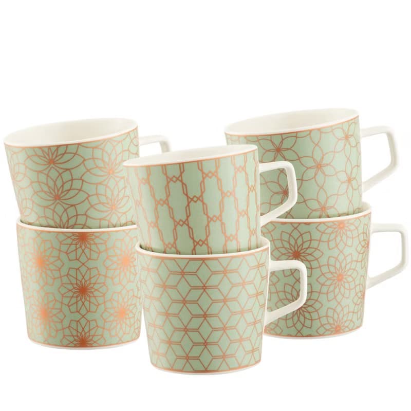 英國Aynsley 幾何古銅金馬克杯6入組 300ml 【入厝.結婚禮物】