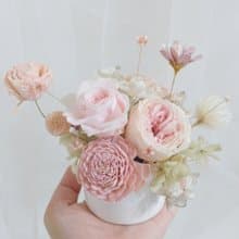 櫻花紛飛粉白玫瑰永生盆花 結婚捧花永生乾燥花畢業謝師禮物生日