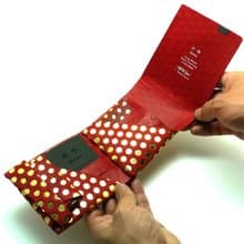 日本手工-所作Shosa 植鞣牛皮 短夾2.0 -波卡圓點款/紅金點