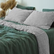 Pine green double-sided linen duvet cover / Softened linen / Comforter cover