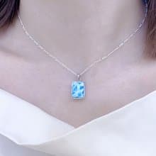 全包鑲嵌精工天然拉利瑪海紋石墜15mmx12mm項鍊療癒之石正面力量