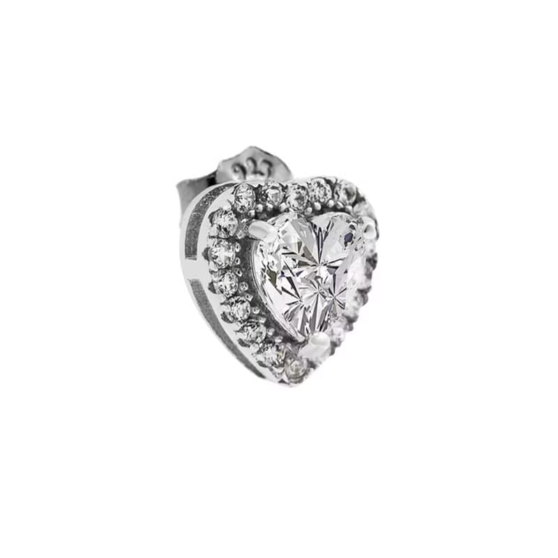 純銀鑲心形鋯石耳環