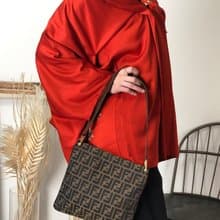 【 日本直送　名牌中古包 】FENDI フェンディ ズッカ ショルダーバッグ ブラウン キャンバス レザー ワンショルダーバッグ vintage si43ga
