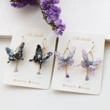 【流光蝶舞耳環】 蝴蝶 手工銅線樹脂 耳環/耳夾