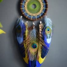 Blue Peacock Dream catcher Handmade Wall Decor - Exquisite Symbol of Beauty