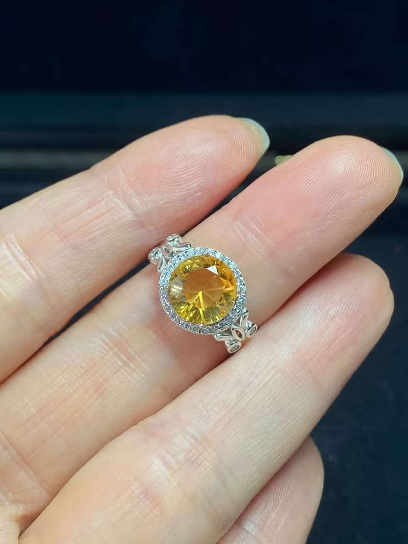 巴西黃水晶蝴蝶款925銀戒指