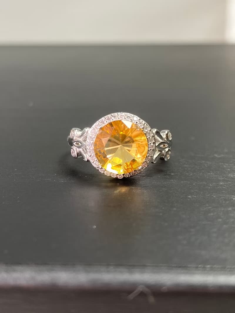 巴西黃水晶蝴蝶款925銀戒指
