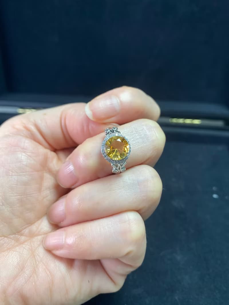 巴西黃水晶蝴蝶款925銀戒指