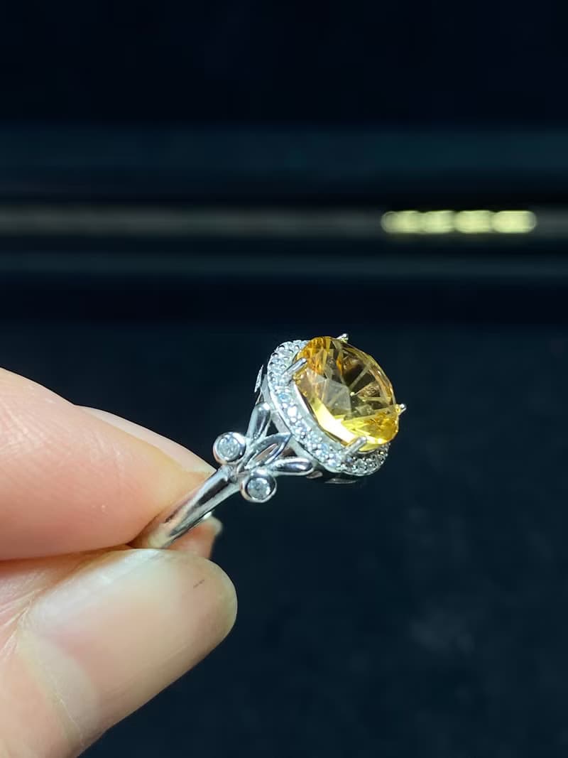 巴西黃水晶蝴蝶款925銀戒指
