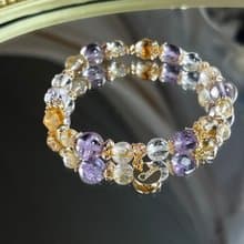 招財好人緣 紫水晶 黃水晶 鈦晶 天然水晶手鏈