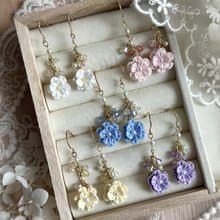 單朵花細工花耳飾 五色