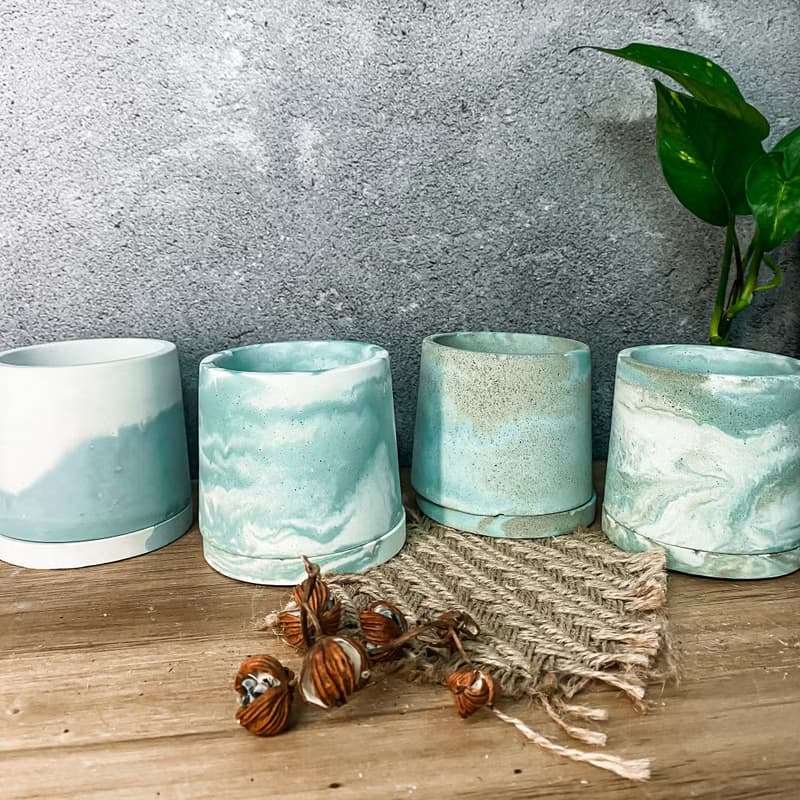 【手作水泥盆】大海的顏色/ 盆器