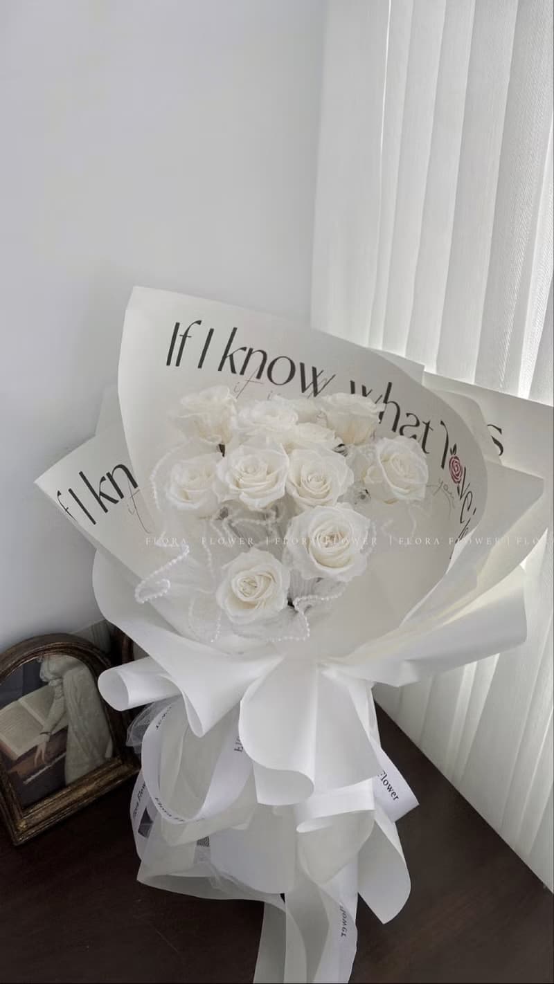 Flora Flower永生玫瑰花束-白文字風仙女款