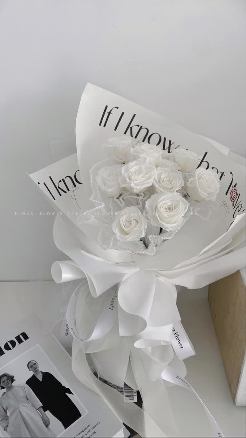 Flora Flower永生玫瑰花束-白文字風仙女款