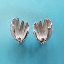 Vintage Jewelry 西洋古董飾品 PASTELLI 銀色調 花蕊 夾式耳環