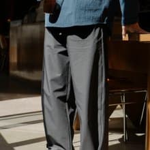 PANTS 復古高質感寬鬆保暖休閒長褲 秋冬肌理感闊腿剪裁灰色男