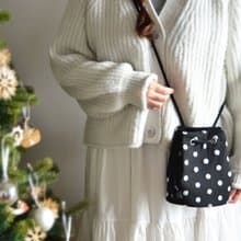 数量限定  チュール刺繍ドット 2wayポシェットマリンバッグ 　シルバー　クリスマスギフト・ご褒美にも