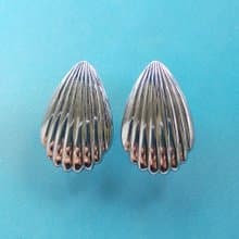 Vintage Jewelry 西洋古董飾品 銀色調 瑪德蓮造型 貝殼 夾式耳環