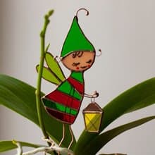 Flower Elf. Stained Glass decoration for flower pots. The Suncatcher