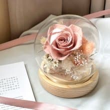 【永生花玻璃球夜燈】 輕甜粉 玻璃球10cm 生日禮物 母親節禮物