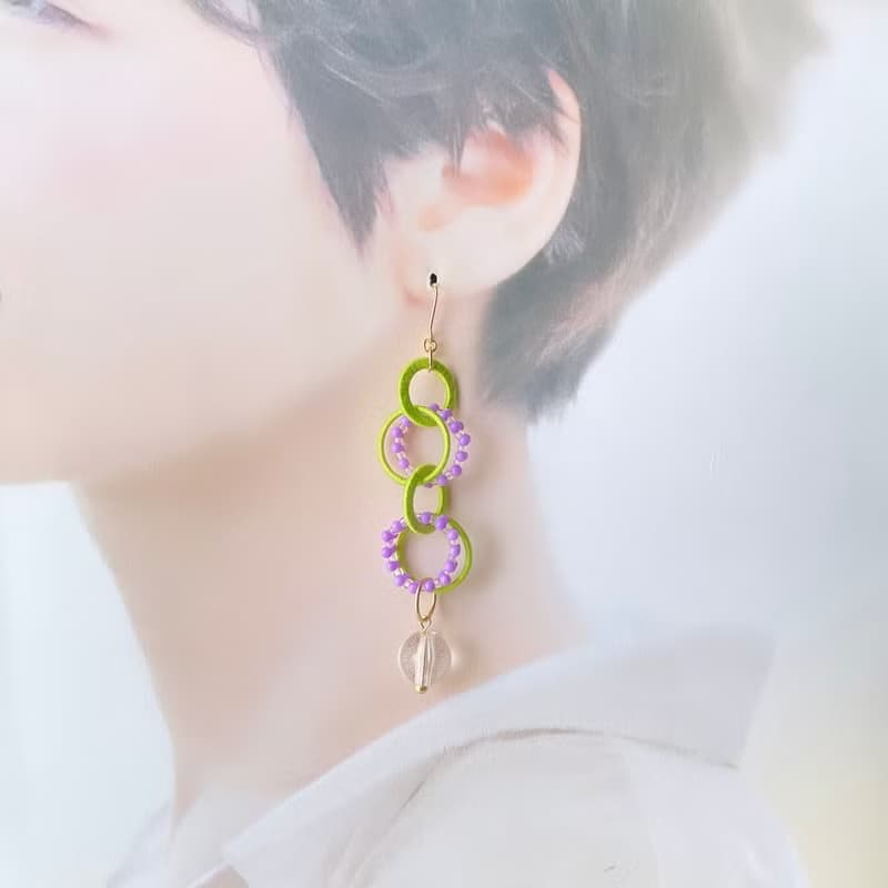 セルクル ピアス・イヤリング【グリーン×パープル】