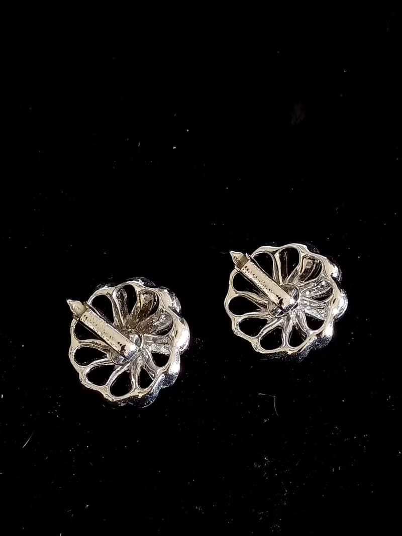 vintage jewelry SARAH COV亮銀旋葉花卉 夾式耳環