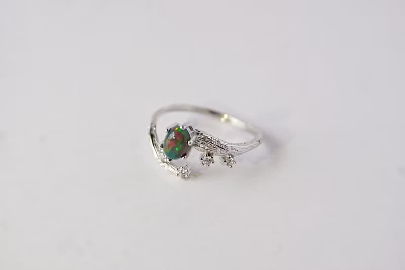 Natural Black Opal Silver Silver Ring 925 Adjustable Ring.