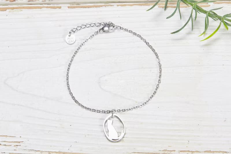 看風景的貓手鍊 - 貓咪小印章系列-抗敏醫療鋼