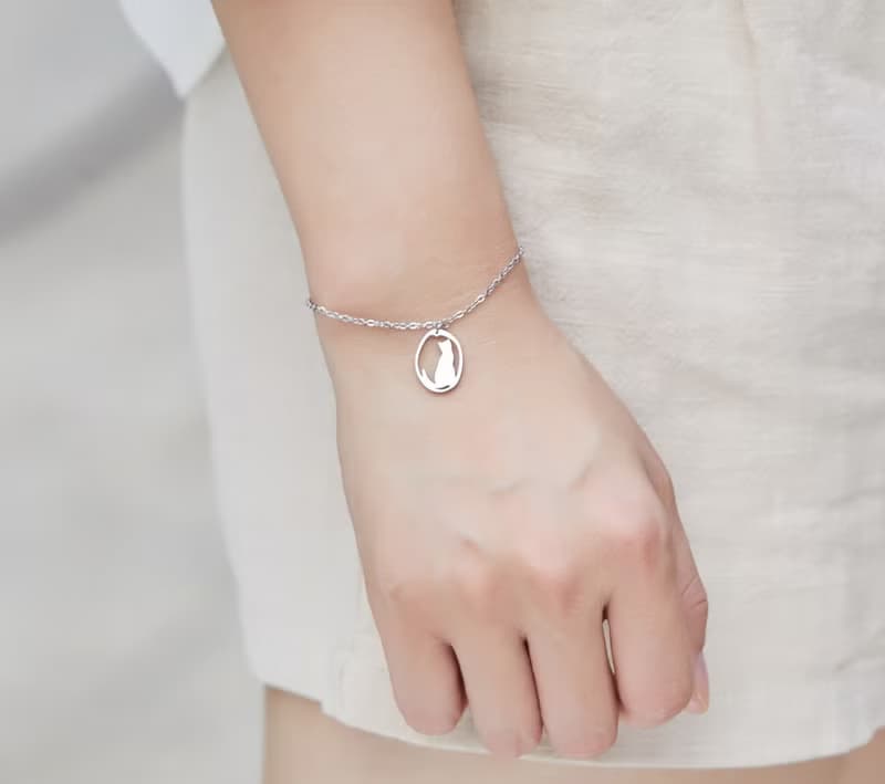 看風景的貓手鍊 - 貓咪小印章系列-抗敏醫療鋼