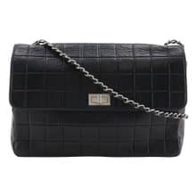 【日本直送】シャネル CHANEL 2.55 チョコバー ショルダーバッグ チェーンショルダー ヴィンテージ ラムスキン 黒 レディース【中古】