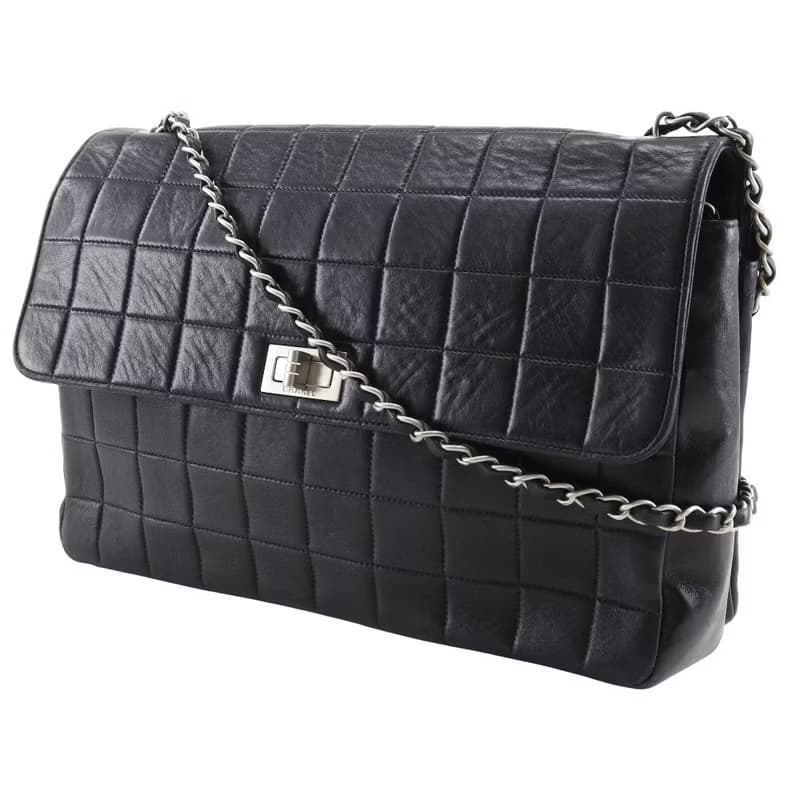 【日本直送】シャネル CHANEL 2.55 チョコバー ショルダーバッグ チェーンショルダー ヴィンテージ ラムスキン 黒 レディース【中古】