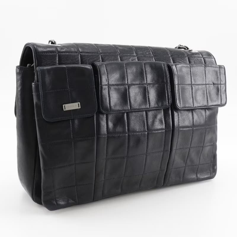 【日本直送】シャネル CHANEL 2.55 チョコバー ショルダーバッグ チェーンショルダー ヴィンテージ ラムスキン 黒 レディース【中古】