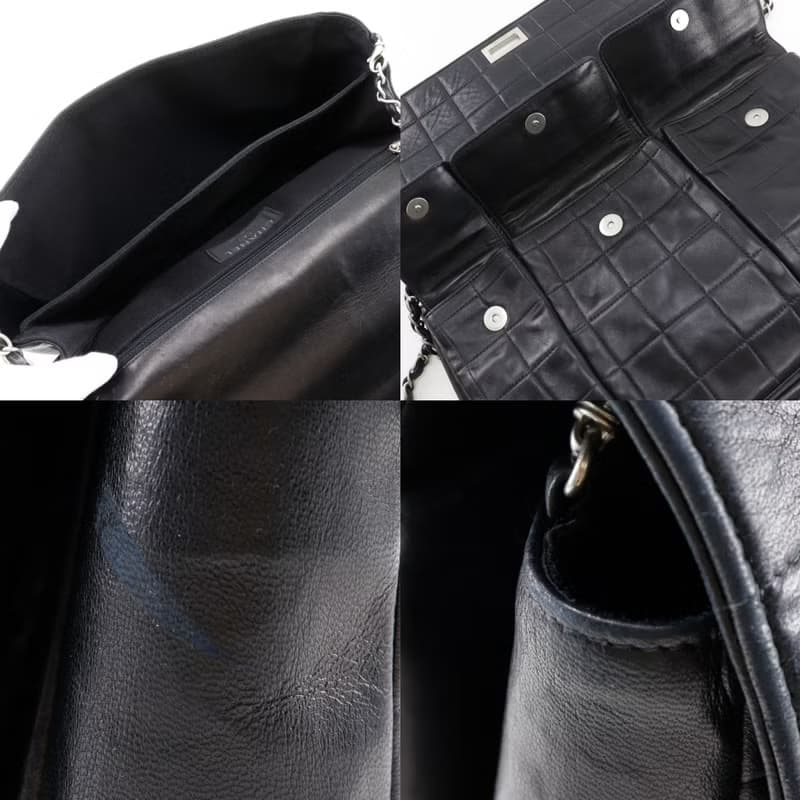 【日本直送】シャネル CHANEL 2.55 チョコバー ショルダーバッグ チェーンショルダー ヴィンテージ ラムスキン 黒 レディース【中古】