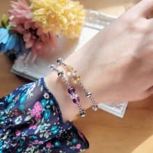 冰島罌粟。紫水晶x黃水晶x白水晶白鋼手鍊  不怕水不變色