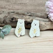 A Lu 愛吃銅鑼燒的熊熊陶別針 手作手繪 原創限量版