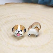 全手作西施犬耳環 A款 西施狗 耳釘/耳夾