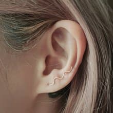 SV925/14KGF 3 WAY 小波浪 攀爬耳環 耳夾耳針多用