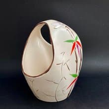 帶有花卉裝飾的復古花瓶 Laeken ART DECO 白金鍍金比利時 1950