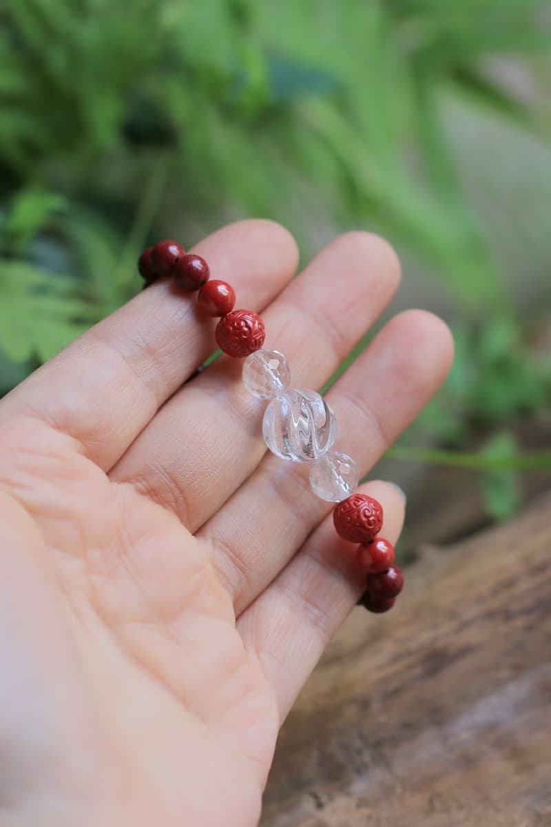 春秋手作 | 高含量硃砂+水晶 手鏈 | 本命年 情侶款