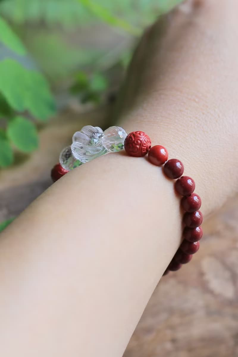 春秋手作 | 高含量硃砂+水晶 手鏈 | 本命年 情侶款