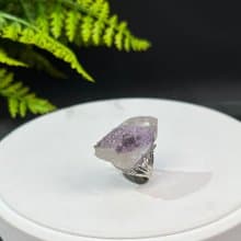 紫水晶活口戒指 隨形冰透晶柱紫色水晶標本礦物手工指環 S925銀