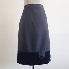 29.5 Waist Vintage VALENTINO Gray Wool Skirt Womens Black Velvet Skirt M L
