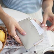 LoLa (Cloud): Short zip wallet, Short wallet, cow leather, Light grey