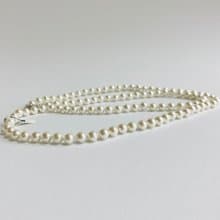 ガラスパールオールノットオペラネックレス/6mm約76cm/ホワイトクリーム/R/made in japan