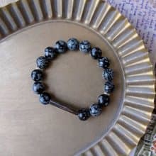 快速出貨 ∣ 黑雪花石 純銀 天然石手鍊